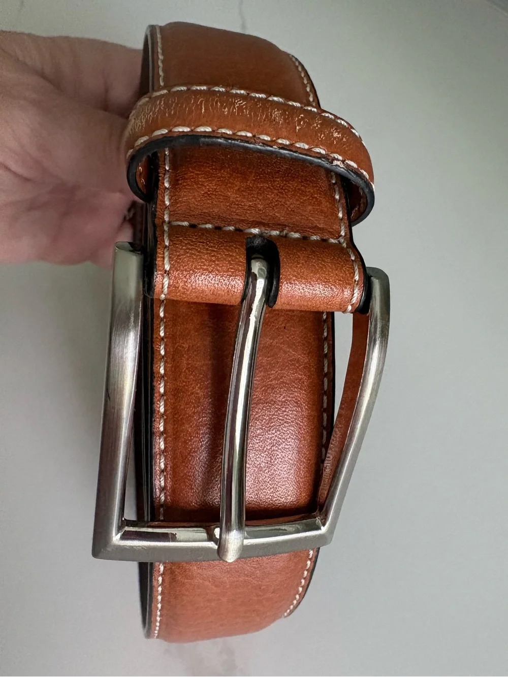 NWT Roundtree & Yorke Men’s Leather Dress Belt Cognac Brown Size 50 Big & Tall